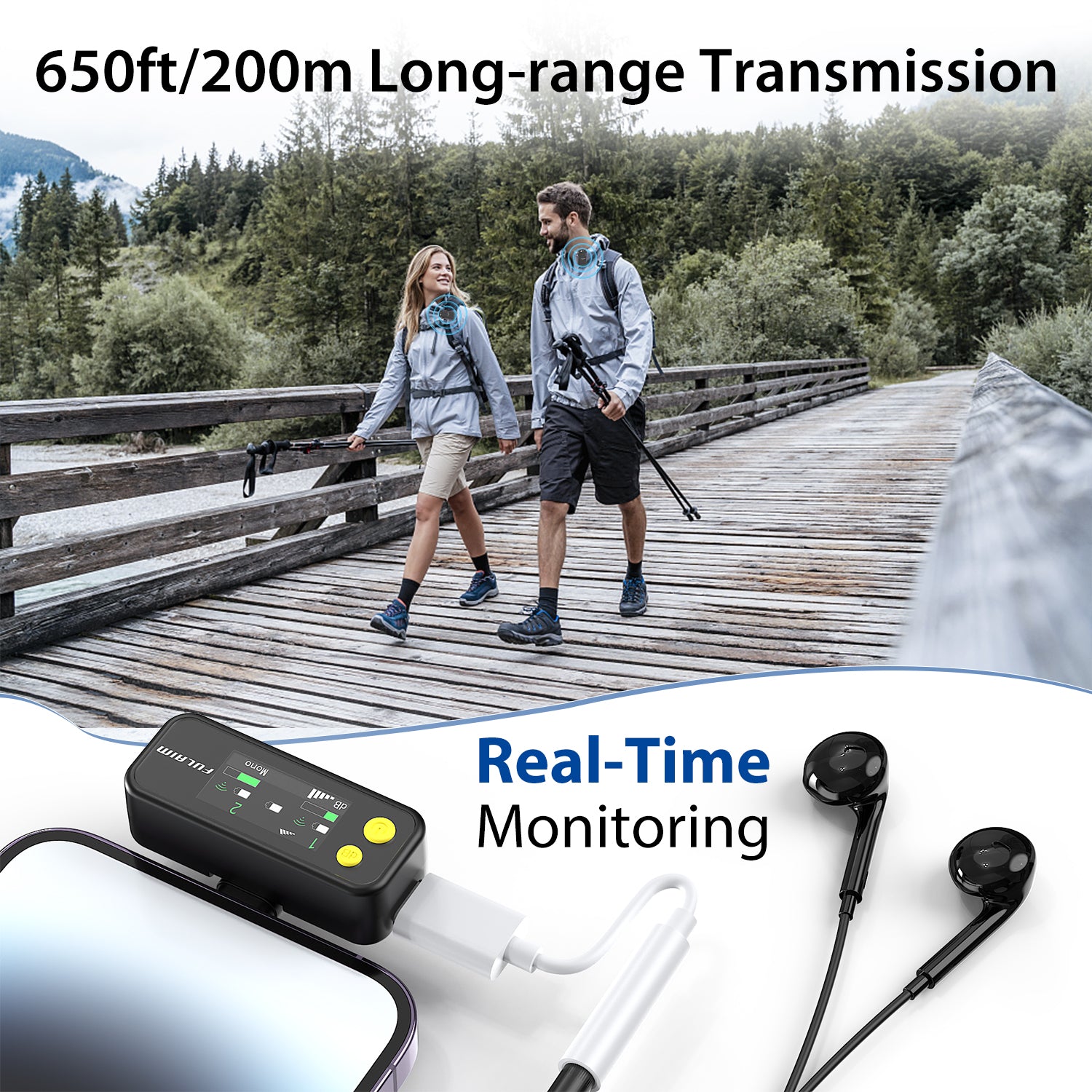 FULAIM X5M Wireless Lavalier Microphone System with Onboard Memory Recording