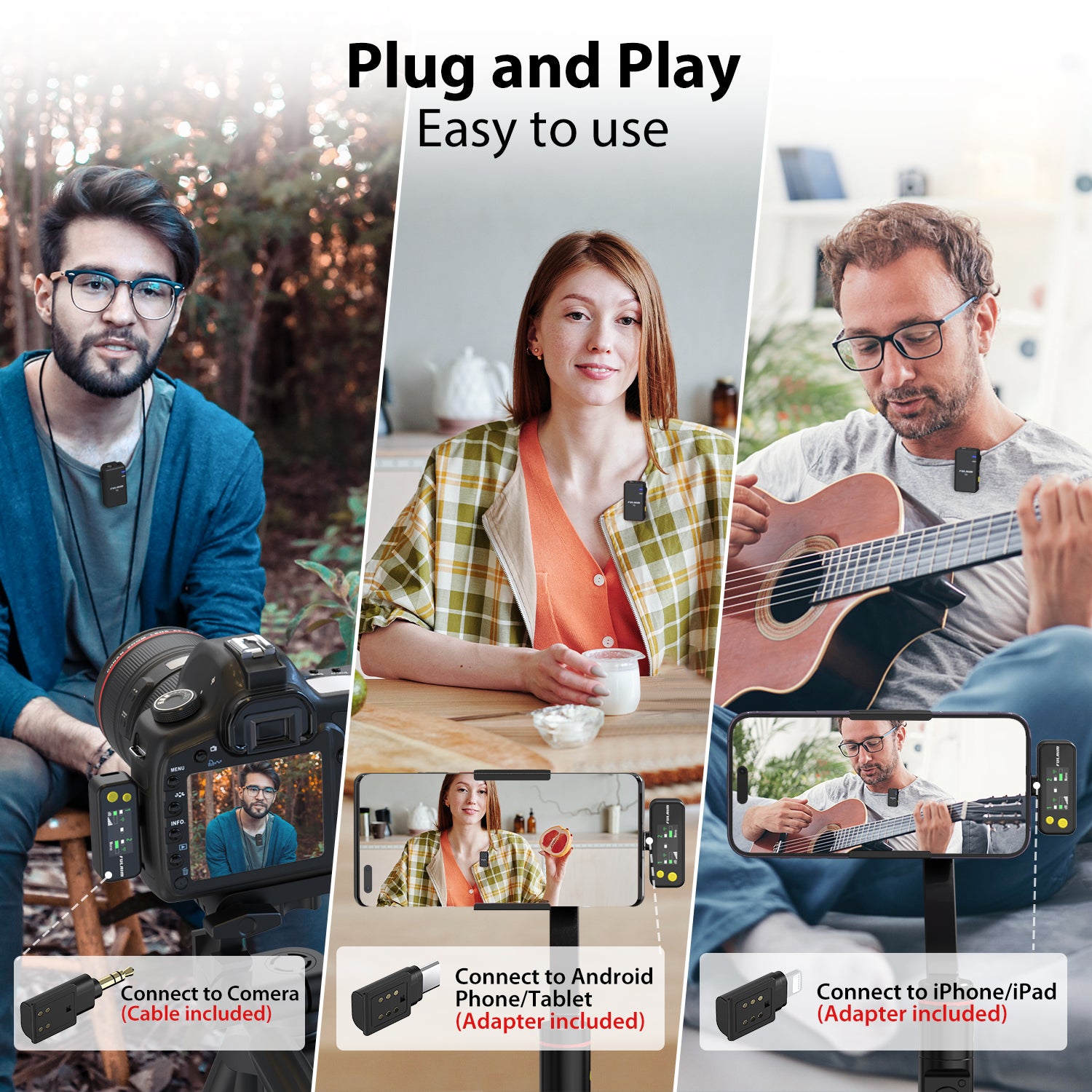 FULAIM X5M Wireless Lavalier Microphone System with Onboard Memory Recording