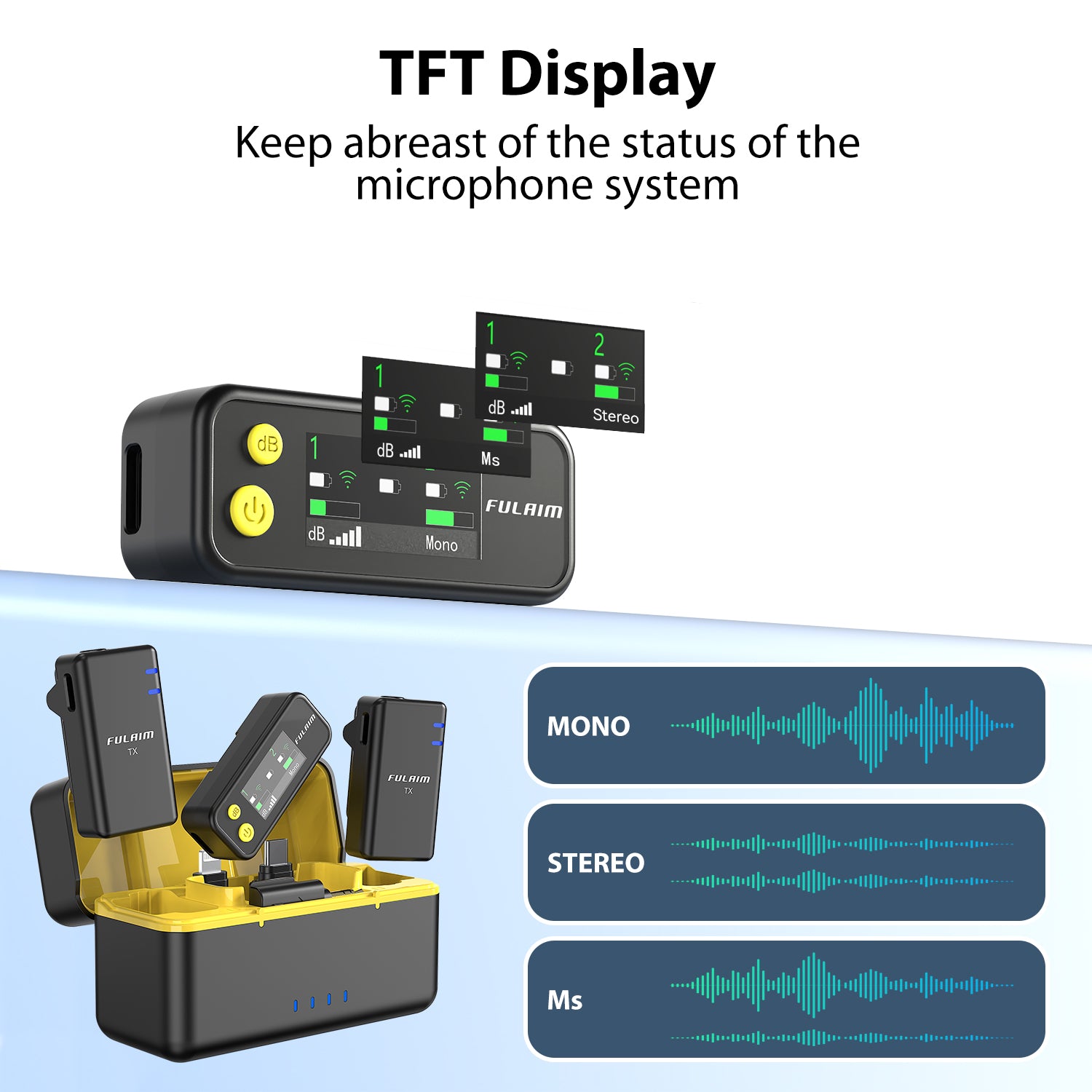 FULAIM X5M Wireless Lavalier Microphone System with Onboard Memory Recording